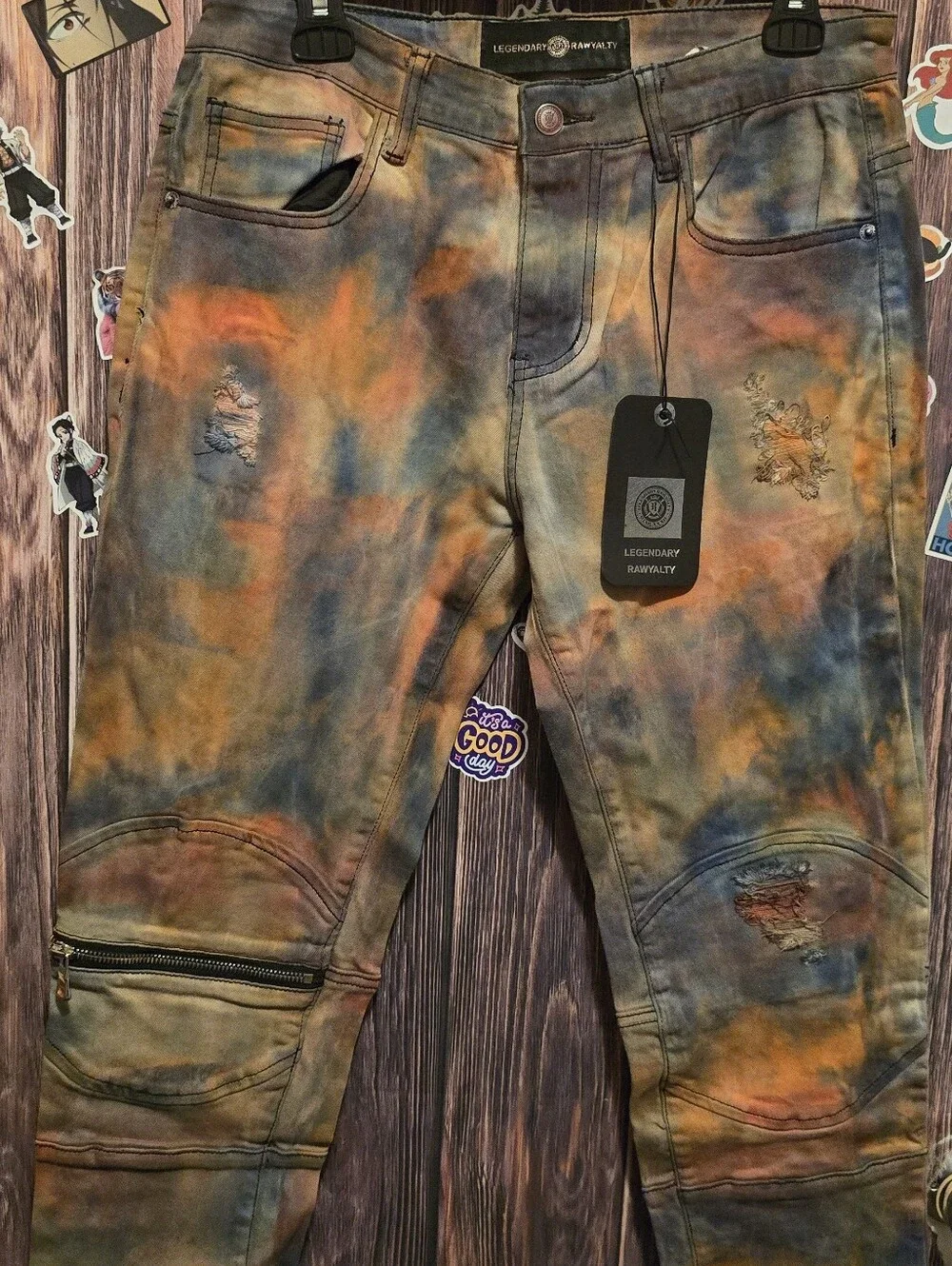 Legendary Rawyalty Tie-Dye Distressed Jeans - Multicolor